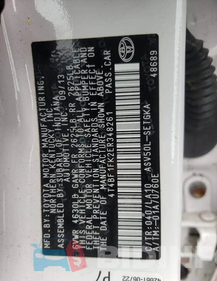 4T4BF1FK2ER348261 Photo# 12
