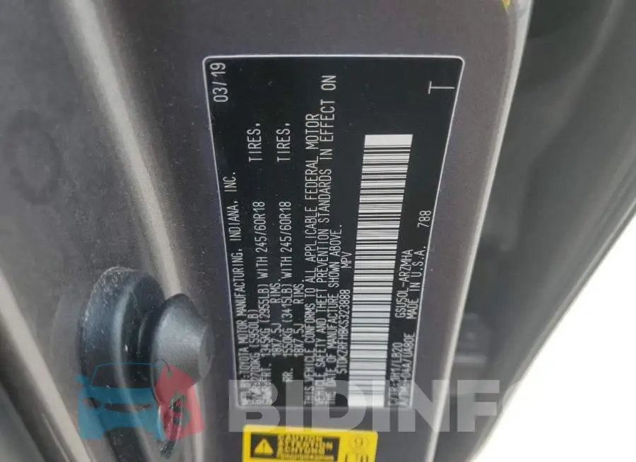 5TDKZRFH8KS323888 Photo# 12