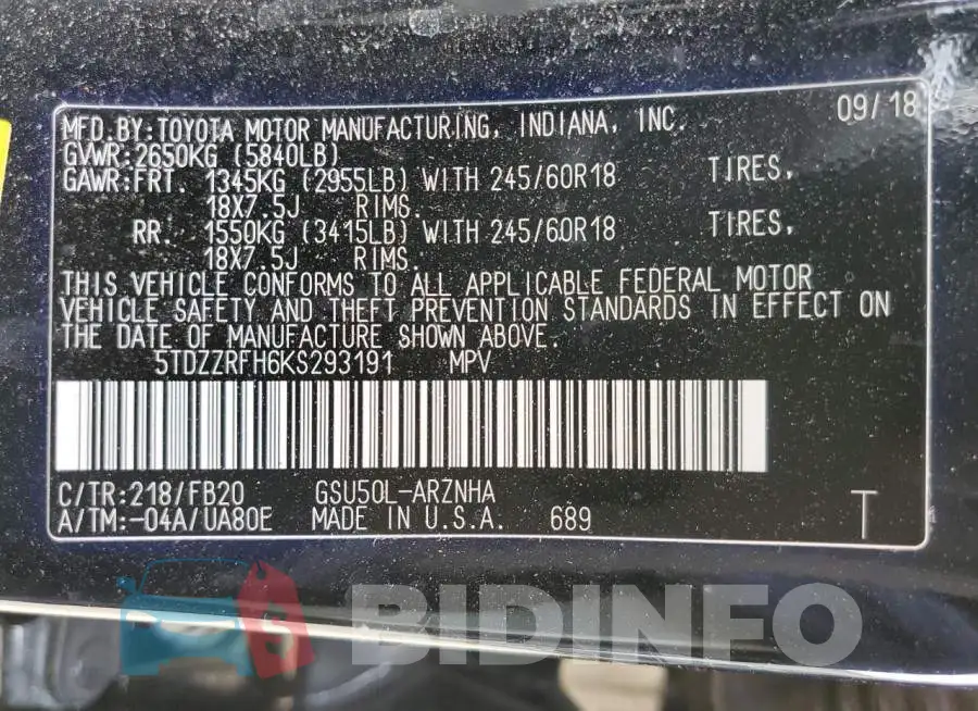 5TDZZRFH6KS293191 Photo# 14