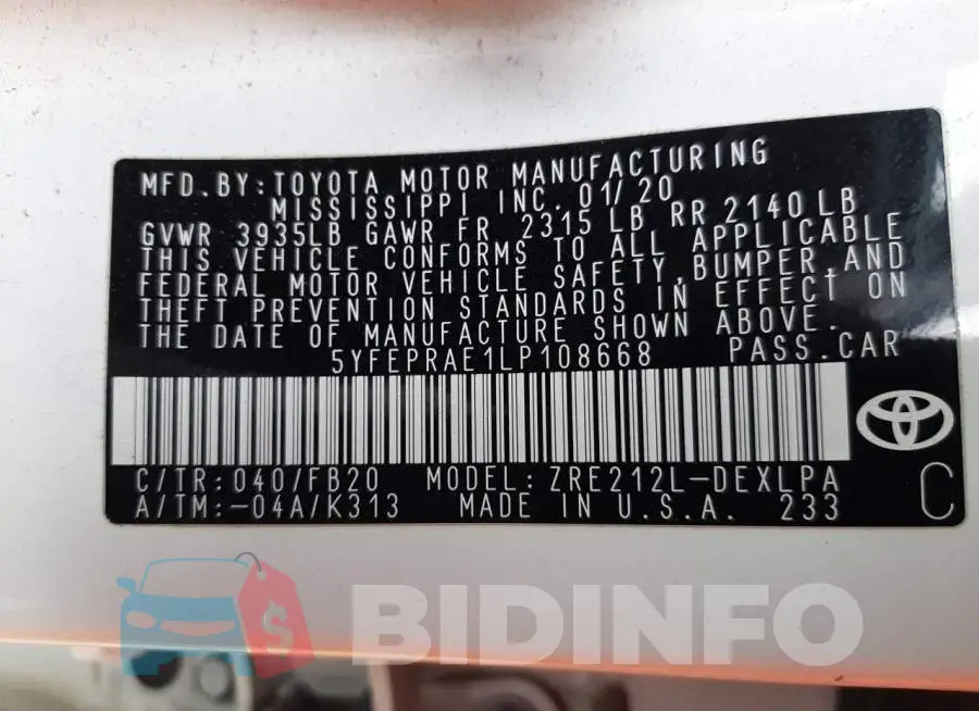 5YFEPRAE1LP108668 Photo# 12