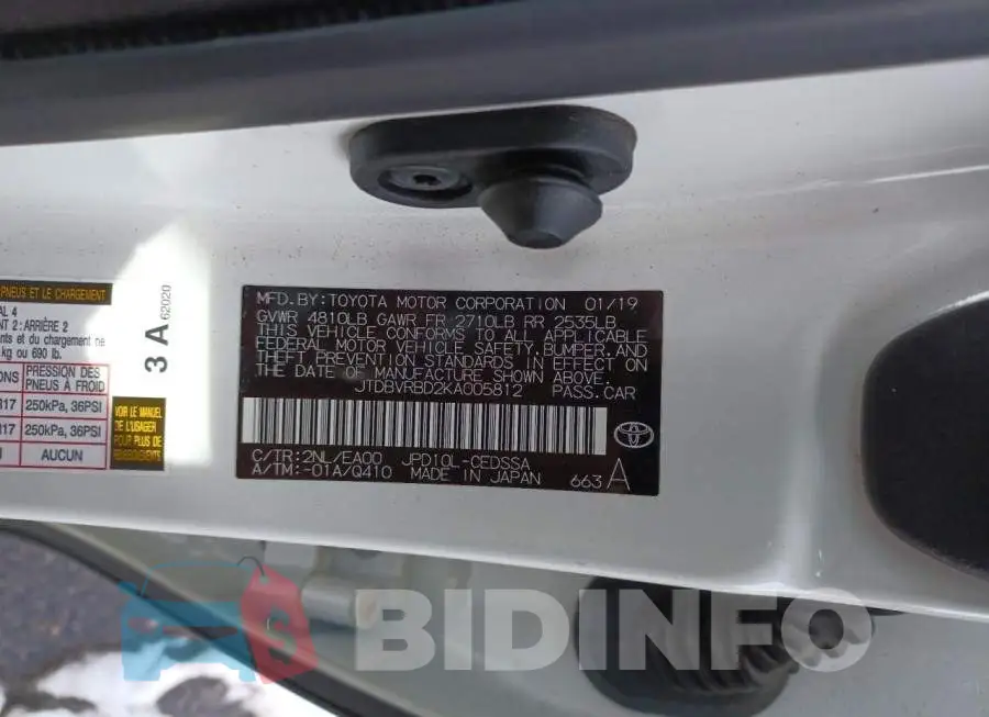 JTDBVRBD2KA005812 Photo# 10