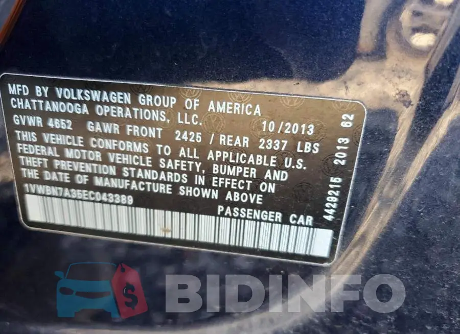 1VWBN7A35EC043389 Photo# 12