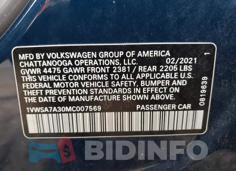 1VWSA7A30MC007569 Photo# 13