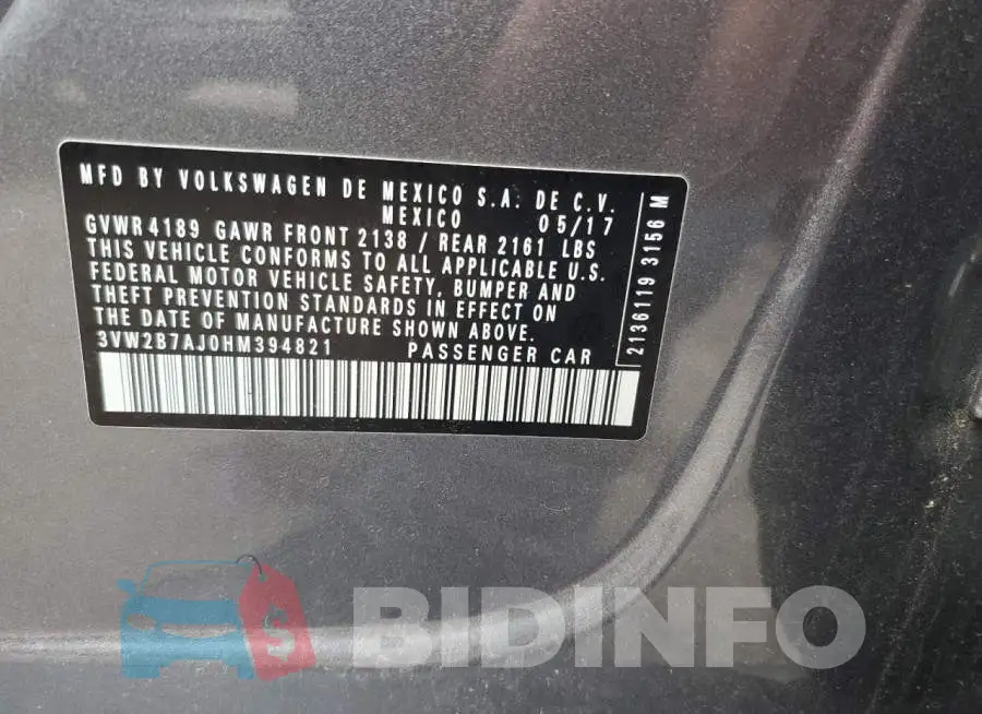 3VW2B7AJ0HM394821 Photo# 12