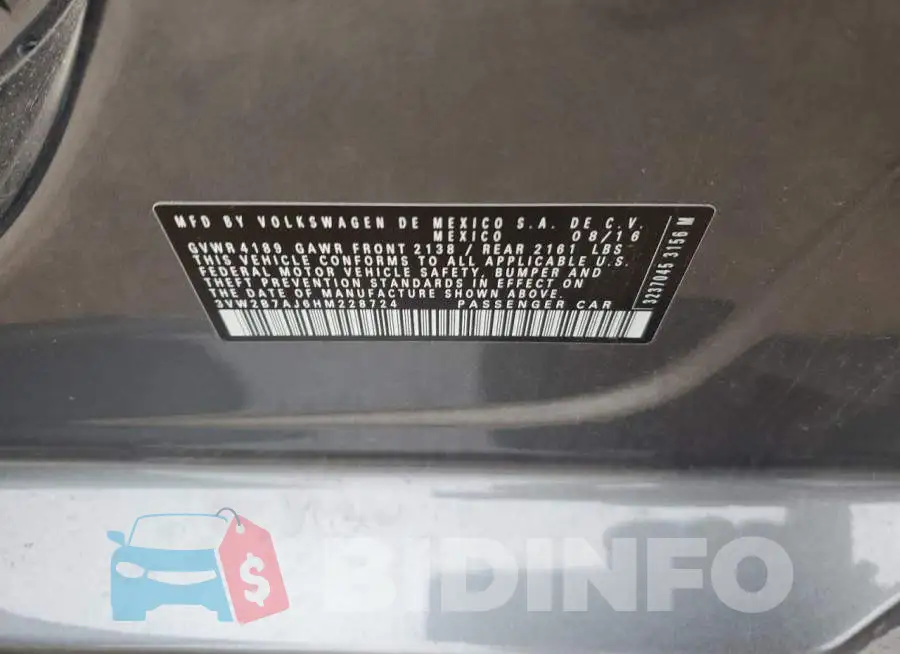 3VW2B7AJ6HM228724 Photo# 12