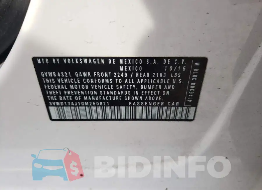 3VWD17AJ1GM250821 Photo# 12