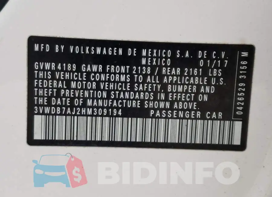 3VWDB7AJ2HM309194 Photo# 12