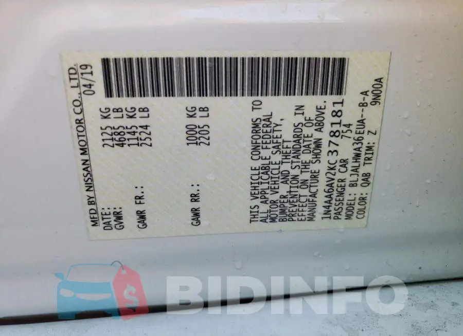 1N4AA6AV2KC378181 Photo# 13