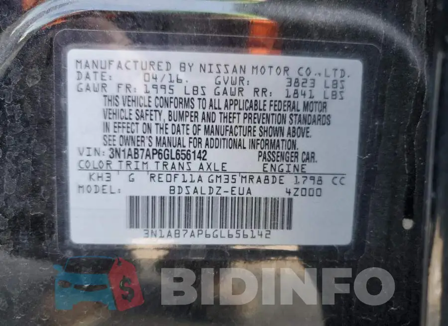 3N1AB7AP6GL656142 Photo# 13