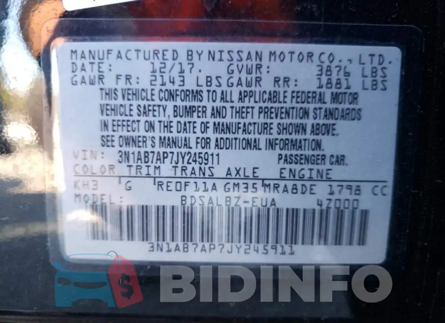 3N1AB7AP7JY245911 Photo# 13
