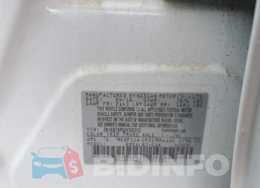 3N1AB7AP9JY300312 Photo# 12