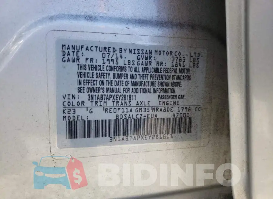 3N1AB7APXEY281811 Photo# 12
