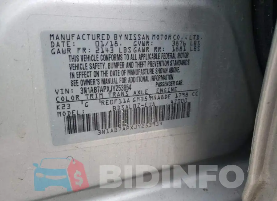 3N1AB7APXJY253954 Photo# 13