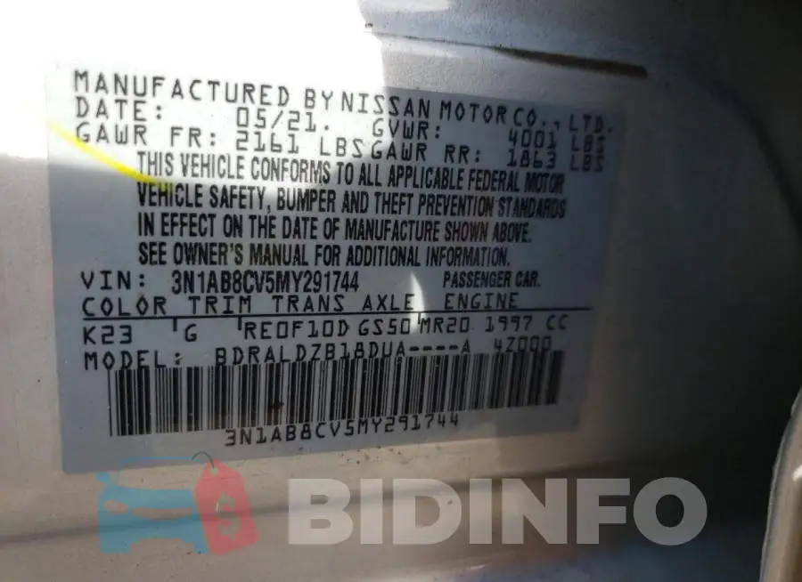 3N1AB8CV5MY291744 Photo# 13