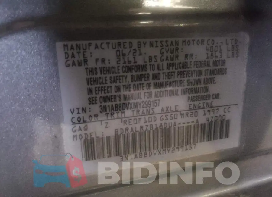 3N1AB8DVXMY299157 Photo# 12