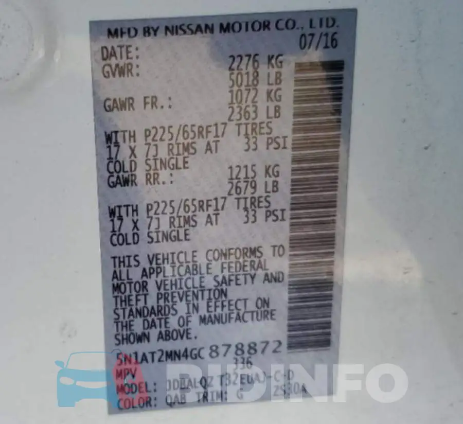 5N1AT2MN4GC878872 Photo# 13