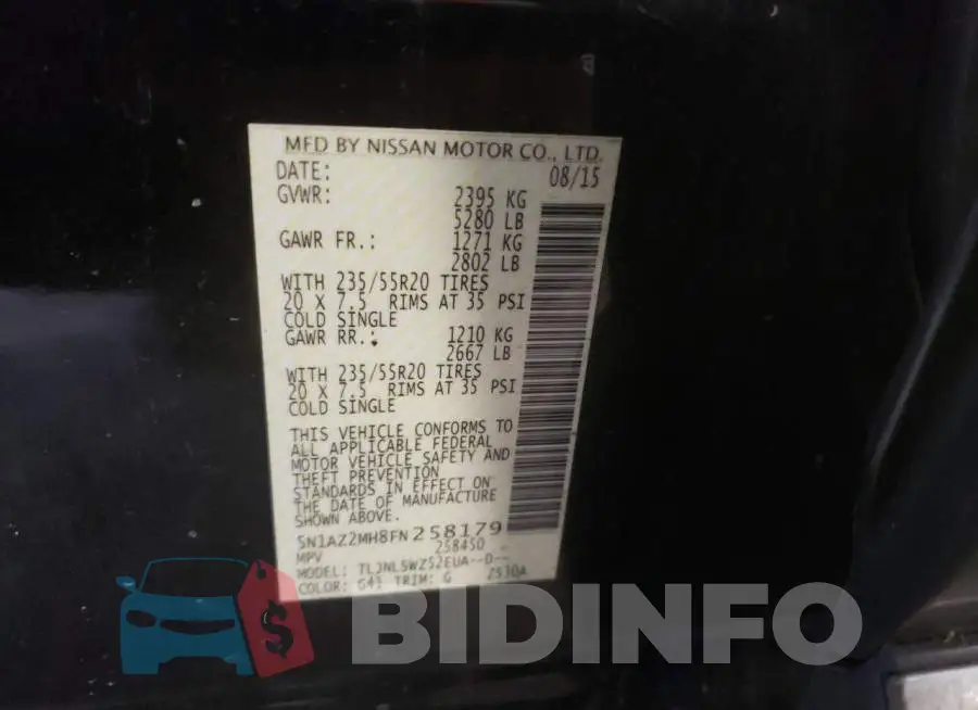 5N1AZ2MH8FN258179 Photo# 12