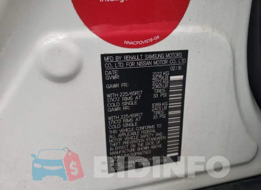 KNMAT2MV5GP667922 Photo# 13