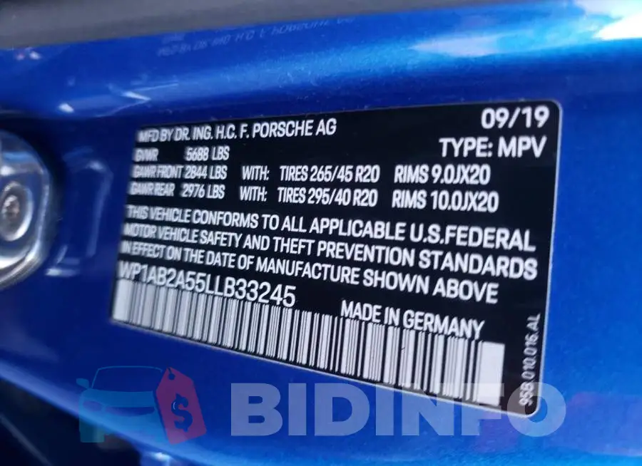 WP1AB2A55LLB33245 Photo# 13