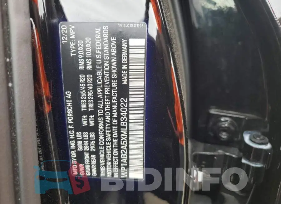 WP1AB2A5XMLB34022 Photo# 12