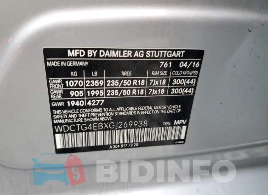 WDCTG4EBXGJ269938 Photo# 12