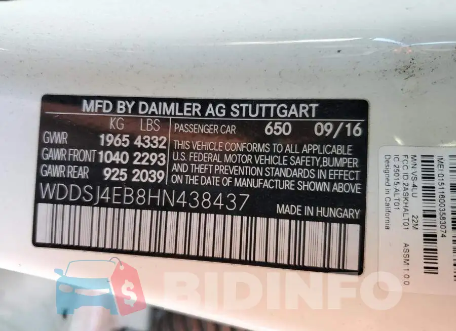 WDDSJ4EB8HN438437 Photo# 12