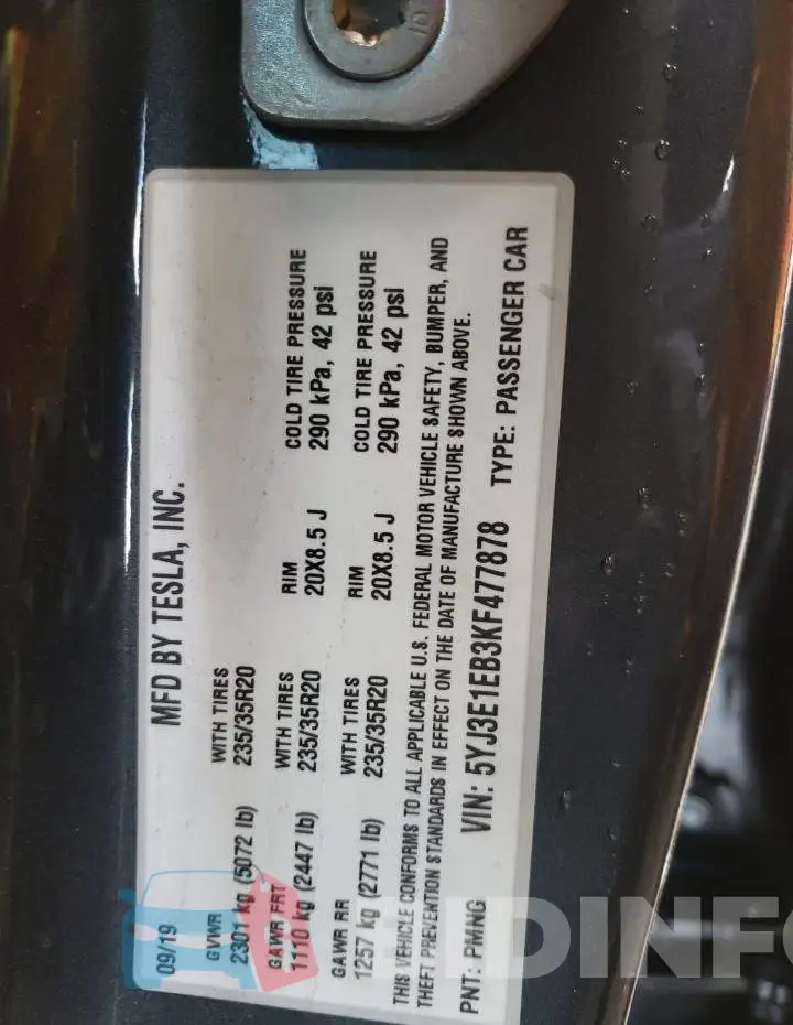 5YJ3E1EB3KF477878 Photo# 12