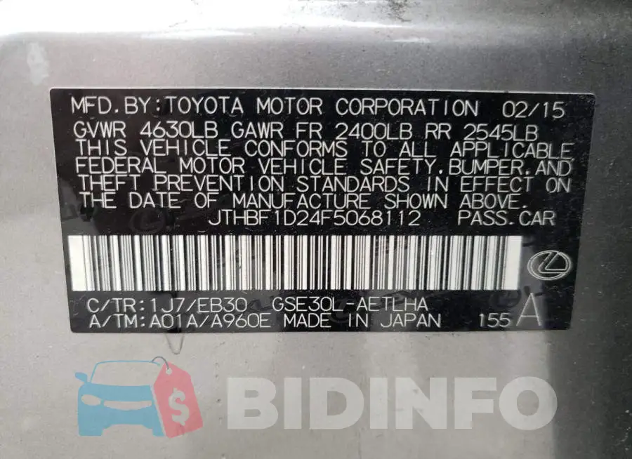 JTHBF1D24F5068112 Photo# 13