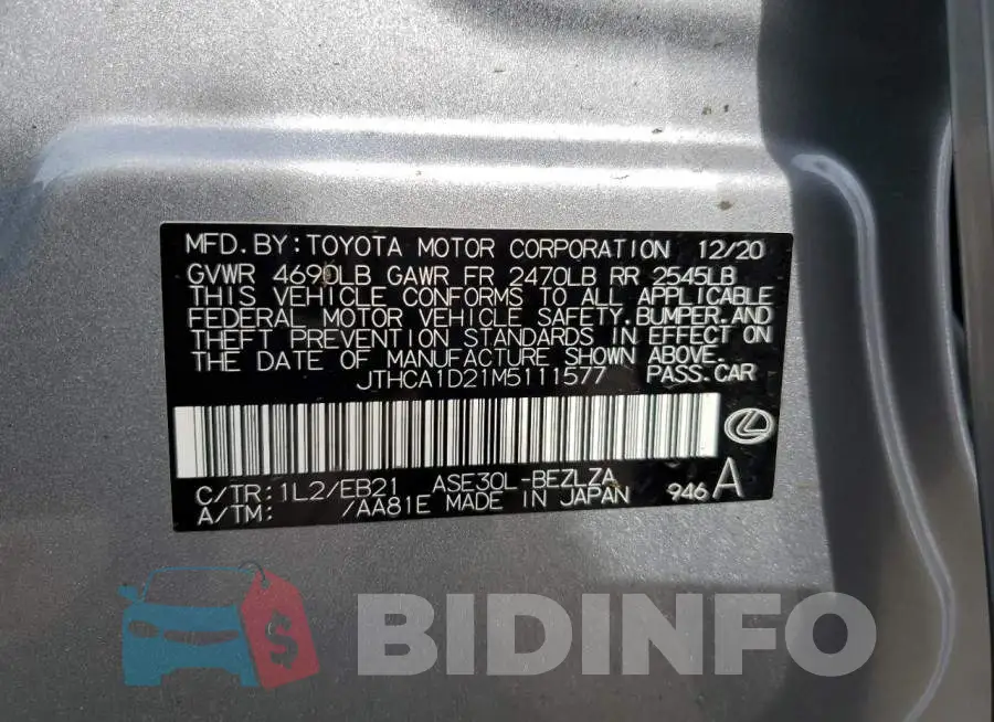 JTHCA1D21M5111577 Photo# 12