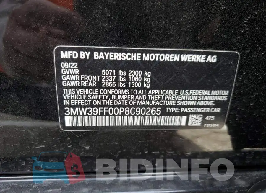 3MW39FF00P8C90265 Photo# 12