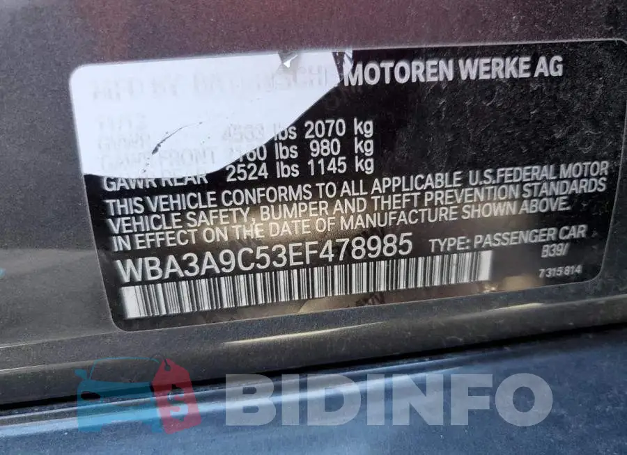 WBA3A9C53EF478985 Photo# 12