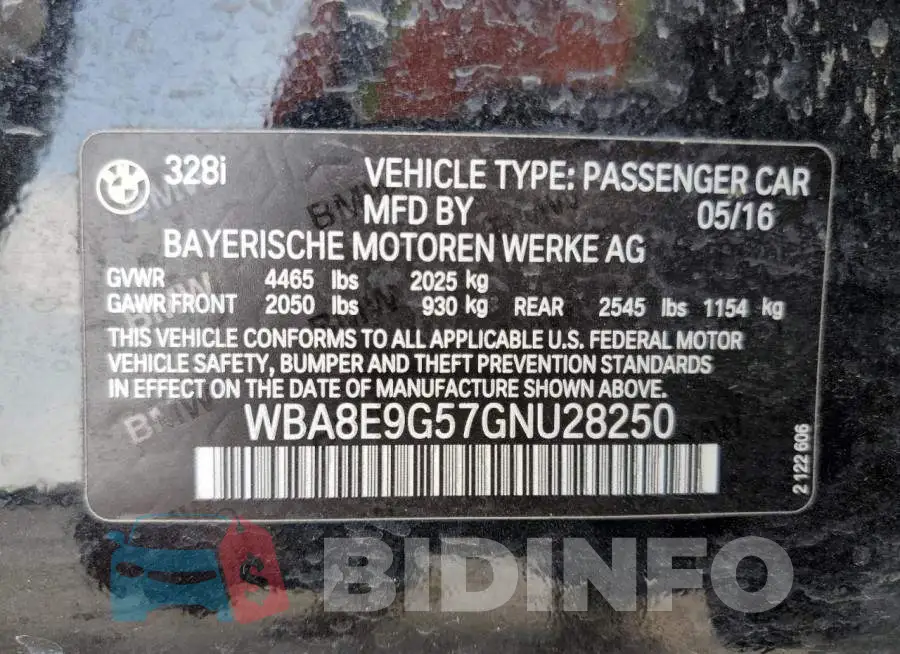 WBA8E9G57GNU28250 Photo# 13