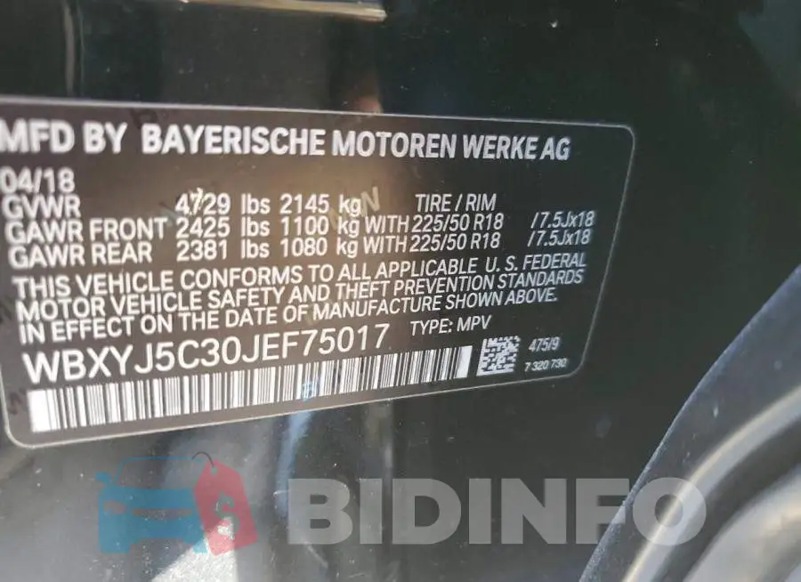 WBXYJ5C30JEF75017 Photo# 14