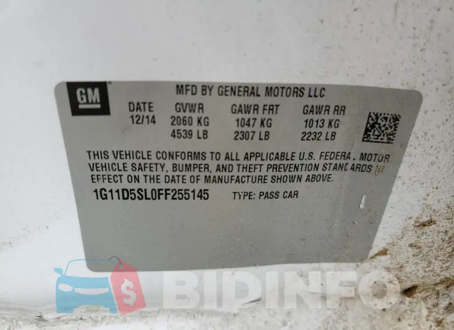 1G11D5SL0FF255145 Photo# 10