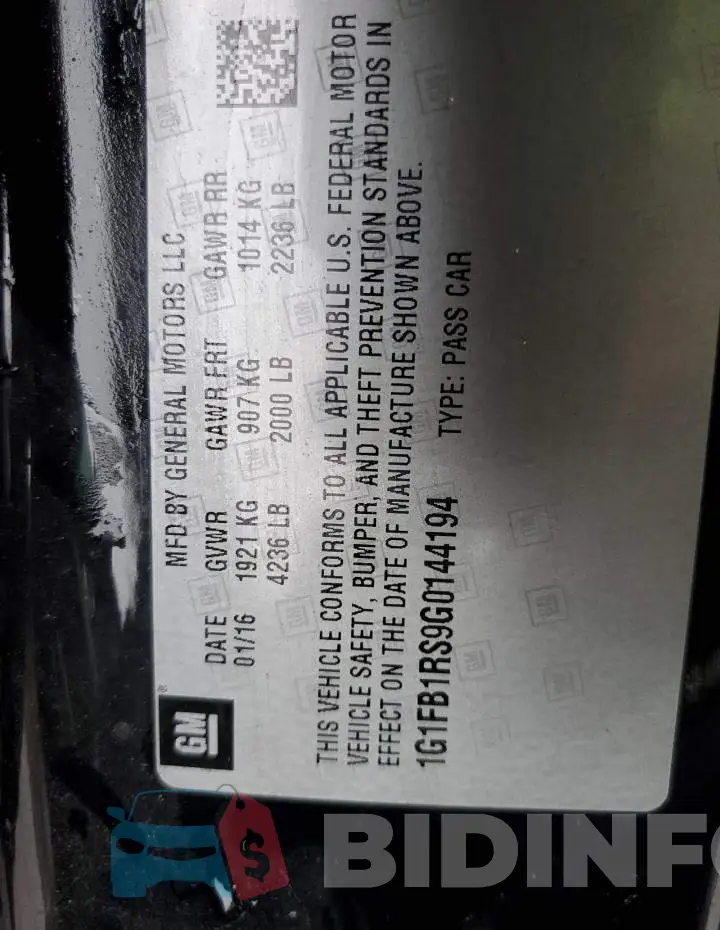 1G1FB1RS9G0144194 Photo# 12