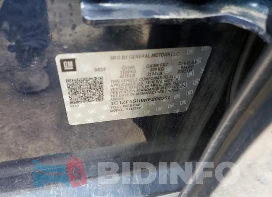 1G1ZF5SU9KF204551 Photo# 12