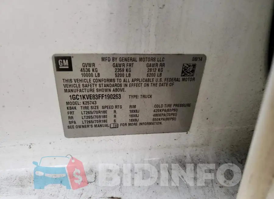 1GC1KVE83FF190263 Photo# 12