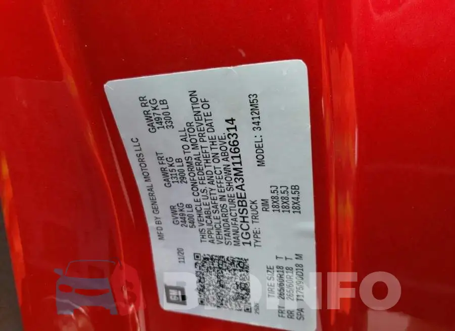 1GCHSBEA3M1166314 Photo# 10