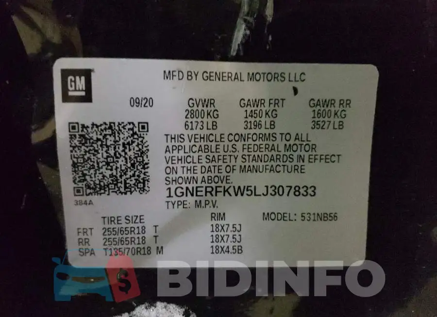 1GNERFKW5LJ307833 Photo# 13