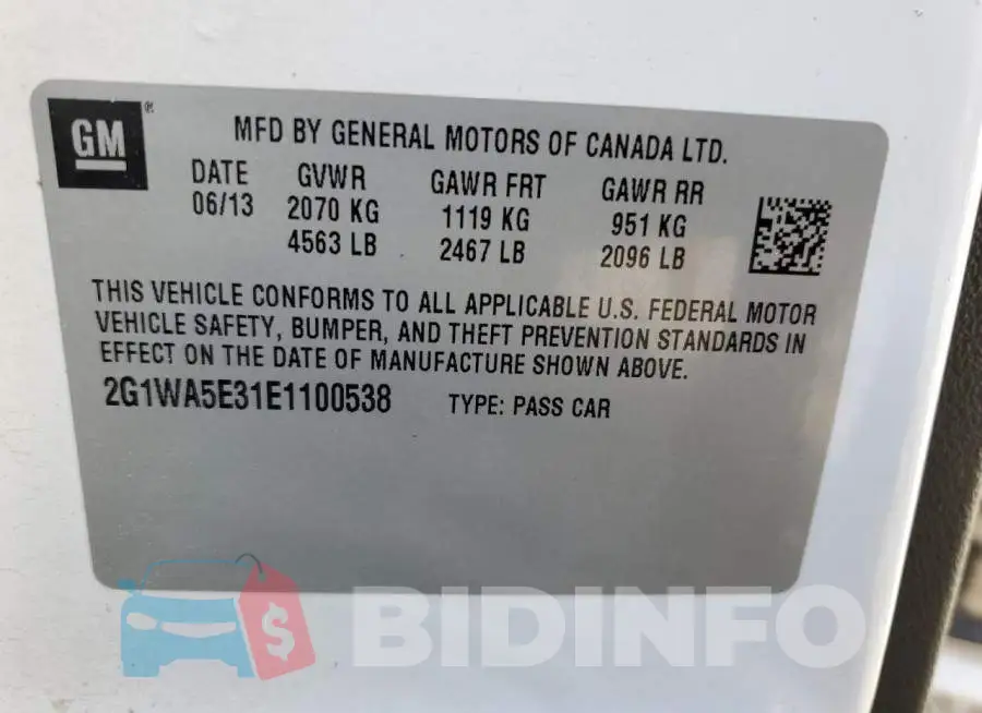 2G1WA5E31E1100538 Photo# 13