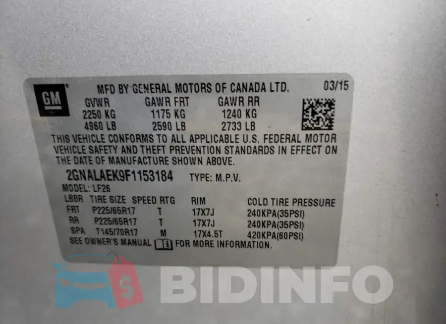 2GNALAEK9F1153184 Photo# 12