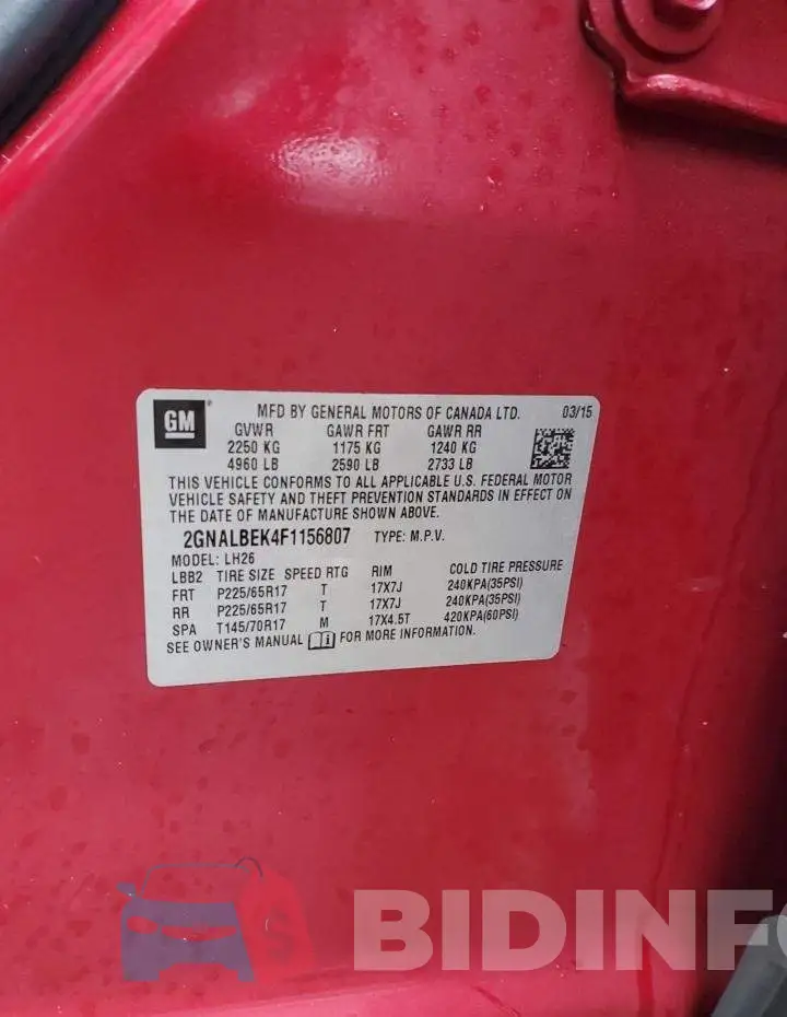 2GNALBEK4F1156807 Photo# 14