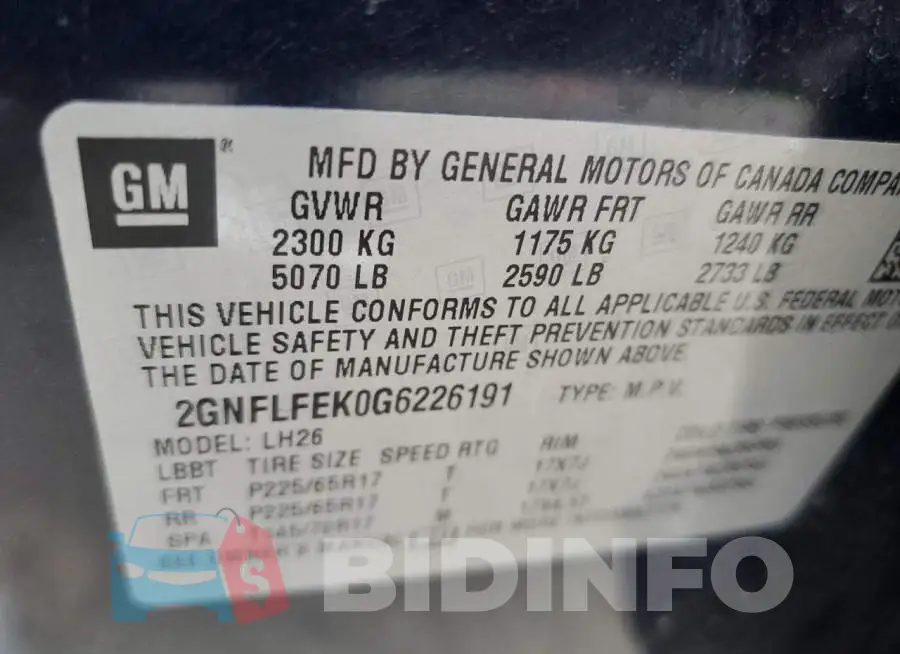 2GNFLFEK0G6226191 Photo# 12