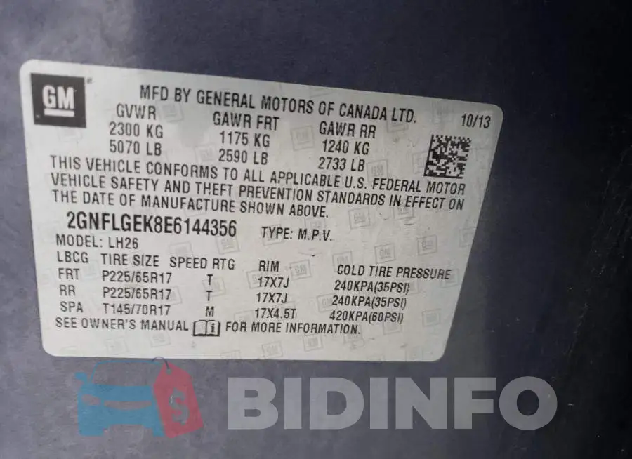 2GNFLGEK8E6144356 Photo# 13