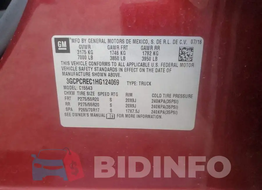 3GCPCREC1HG124069 Photo# 13