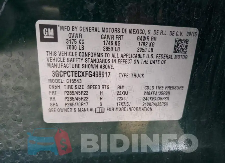 3GCPCTECXFG498917 Photo# 12