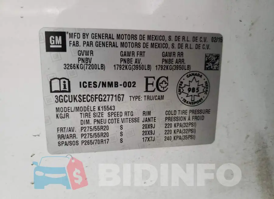 3GCUKSEC6FG277167 Photo# 10
