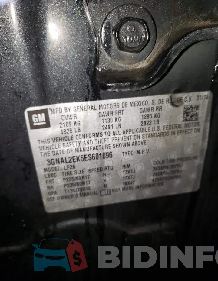 3GNAL2EK6ES601096 Photo# 13