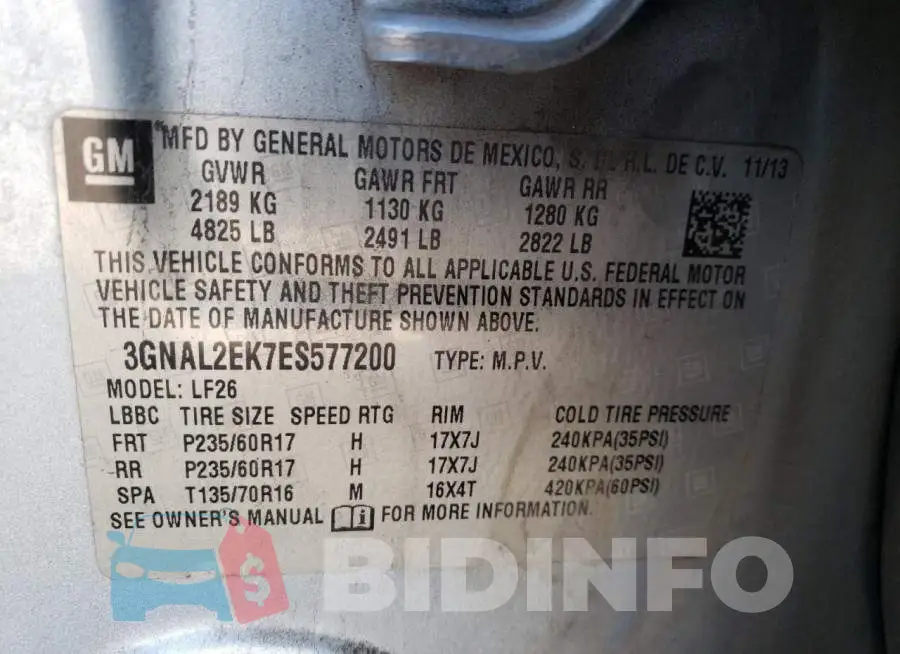 3GNAL2EK7ES577200 Photo# 13