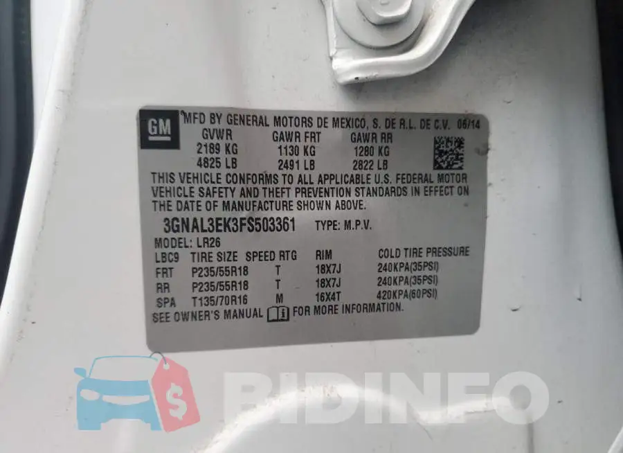 3GNAL3EK3FS503361 Photo# 13